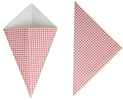 Cajas Triangulares de Papel Antigrasa para Palomitas, 50 Unidades | Diseño de Cono Estampado de Rejilla, Color Rosa, Resistencia la Compresión para Fiestas y Reuniones