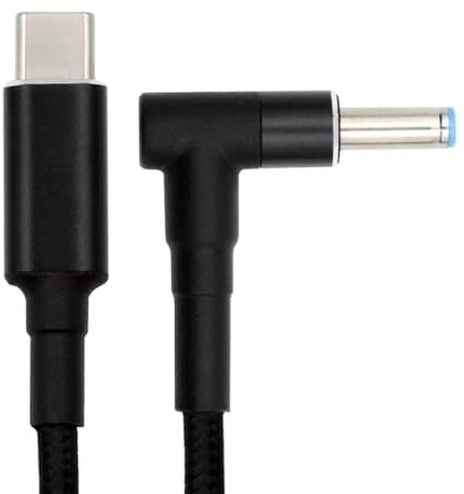 xiwai Typ C 100W Ladekabel USB-C Eingang auf 20V DC 4.5 * 3,0mm Ausgang Power 20V 5A 65W PD Ladekabel kompatibel mit HP-Laptop 180cm/5,9 ft