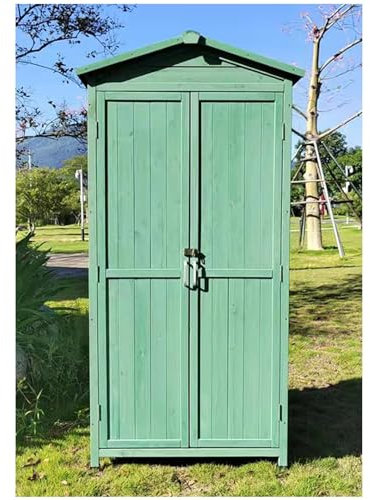 Vertical Garden Storage Shed with Waterproof Roof Weather Resistant nizer for Bike Garbage Cans Lawn Mower and Garden Tools 71.2in Tall Green Shed for Outdoor Use
