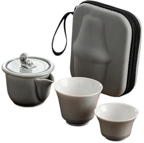 ZZTWER Juego de Tetera Tetera de Burbujas de cerámica, Utensilios para Bebida para Viaje, Color Gris Duradero, Juego de té Moderno, Ideal para Viajes y acampadas Juego de té portátil