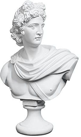 YUEOECOR Klassische Apollo-Büste Statue, weiße dekorative Skulptur, griechisch-römischer Stil