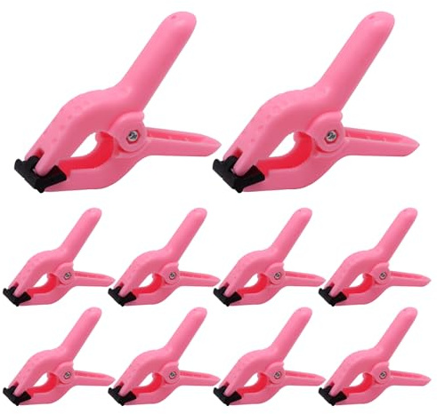 GDFYMI Morsetti a molla in plastica, 10 cm, resistenti clip per la lavorazione del legno, supporto per arco a palloncino, rosa, 10 pezzi