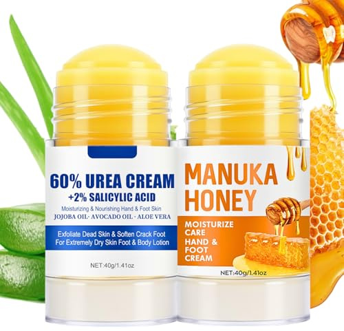 Urea Cream 60 Percent for Feet – 2PCS Honey & Urea Foot Cream Set, Intensive Foot Moisturiser, Cracked Heel Repair Cream for Dry Skin & Hard Calluses, Exfoliating Foot Balm, Hydrating Dry Skin