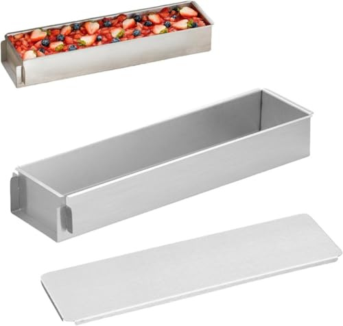 Gaxcent Kastenform, Rechteckig Backrahmen, Verstellbar Tiramisu Form, Quadratische Mousse-Kuchenform Mit Edelstahldeckel, Rechteckige Kuchenform, Antihaft-Backkuchen-Modell Für Tiramisu,Silber,40cm