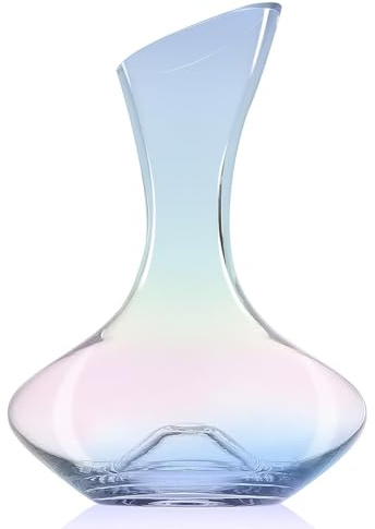 Decanter in Vetro Color Arcobaleno, Decanter in Cristallo Soffiato A Mano, Decanter di Grande capacità da 1200 Ml, Accessori per Lossidazione del Vino, Regali per Bar di Casa (1200ml)