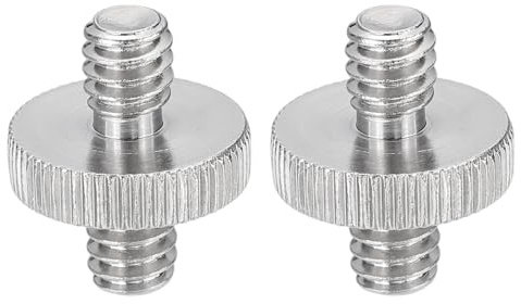 PATIKIL 2 Stück Stativ Adapter 1/4 Männlich bis 1/4 Männlich Schrauben Adapter Kamera Gewindeadapter für Mikrofon Stativ Monopod Kugelkopf Lichtstativ Halterung Silber