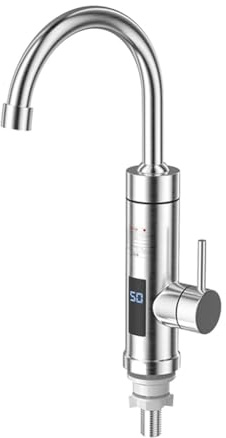 Asyduey Grifo Calefactado Calentador de Agua EléCtrico Grifo de Cocina Grifo de Agua Caliente InstantáNeo Calentador Grifo de CalefaccióN Enchufe Europeo InstantáNeo