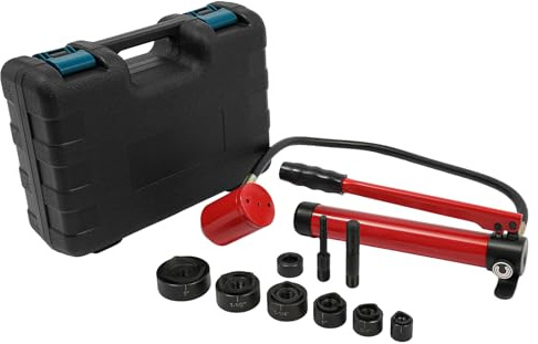 soudesileim Kit de perforatrice hydraulique manuelle, avec 6 matrices de découpe, zone d'ouverture de 22,5 à 61,5 mm, épaisseur de tôle appropriée : 3,2 mm, course : 25 mm, perforatrice en métal