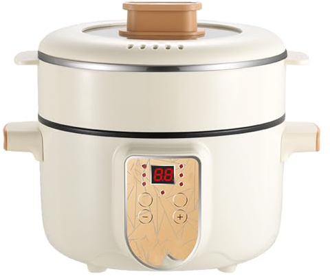 YIGECHENXIN Multifuncional para el hogar de 2L/3,5L, vaporera eléctrica de Dos Capas, función de Quemado en seco, Adecuada para cocinar al Vapor, saltear y freír.,3L
