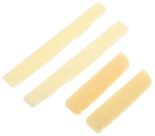 HANABASS Gitarrensteg und Sattel aus Rinderknochen für Folk Gitarren 2 Satz Leicht Einfach zu Montieren mit Verstellbarer Saitenhöhe Zubehör für Akustische Gitarren