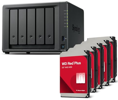 Synology Station de disque NAS DS1525+ 40 To Bundle Western Digital (5 x 8 To WD Red Plus) série 5 baies Plus avec Ryzen R1600, 8 Go de RAM