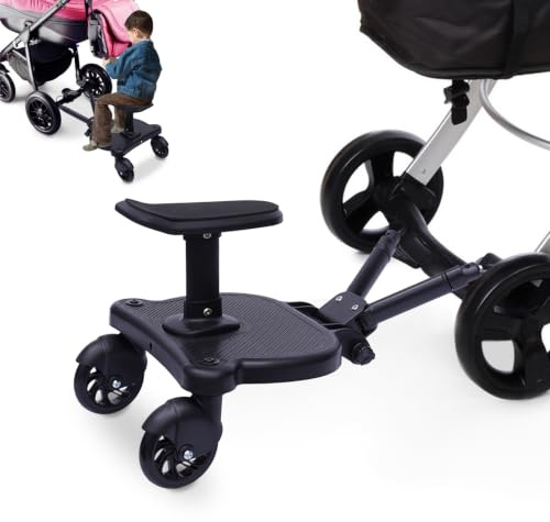 Pedana universale per passeggino, pedana per bambini, con sedile, scooter, pedana per passeggino con sedile, flessibile, regolabile, compatibile con la maggior parte dei passeggini