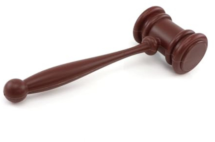 Judge’s Hammer Costume Accessory - Brown Wood-Effect Gavel Prop with Handle - Adults Mens Womens Courtroom Magistrate Lawyer Judge Fancy Dress Costume Accessory