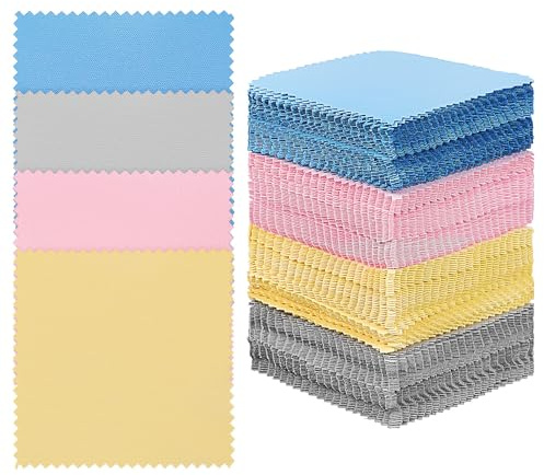Healeved 200Pcs Jewelry Polishing Cloths 8X8Cm Multi-Color Soft Reusable Silver Cleaning Wipes for Sterling Jewelry and Eyeglasses Cleaning Supplies