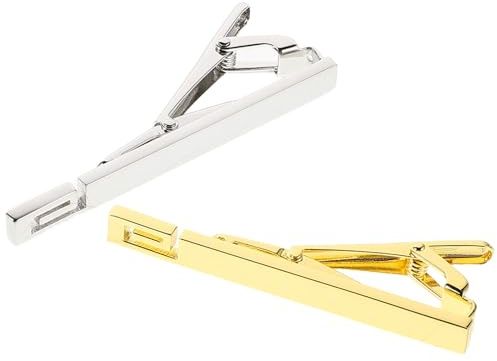 FOMIYES 2 Stück Krawattenklammern Herren Gold Silber Krawattenhalter aus Robustem Metall für Business Formelle Anlässe Hochzeiten Rutschfester Blazerclip als Geschenkidee