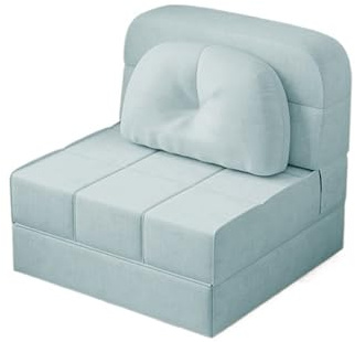 Ergonomisk Hopfällbar bäddsoffa kan omvandlas till en sovfåtölj, golv och kudde, lämplig for gästsängar(Blue,100cm)