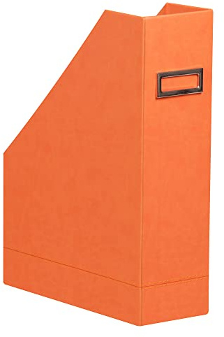RHODIA 318934C - Tangerine Magazine Rack - 10x25x31 cm - Orange Saddle Stitching - Faux Leather Exterior - Rhodiarama Home Office Collection - Office Organization & Designer Storage