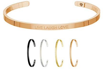 Max Palmer | Armband/Armreif mit Spruch - Gravur LIVE Laugh Love | Silber, Schwarz, Gold oder Roségold | Damen, Herren, Kinder | Charm/Bracelet | Bangle