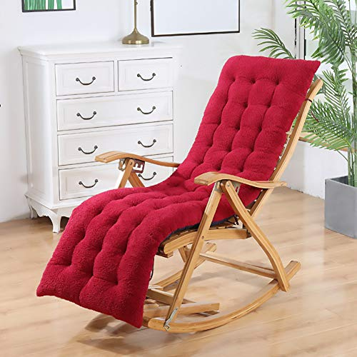 Ruby Lil Matelas Coussins pour Chaise Longue, Coussins De Chaise Longue pour Jardin,Coussin Transat Bain De Soleil Lounge Chair Pad,Rouge,48x125cm(19x49in)