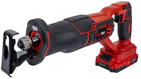 Olympia Tools X20S™ Reciprocating Saw 20V 1 x 2.0Ah Li-ion Comfortable Soft Grip Handle and an Adjustable Base Also Offers Tool-Less Blade Change
