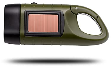 HIMS Lampe de poche à manivelle - Lampe de poche à énergie solaire - Lampe de poche à dynamo portable - Étanche - Lampe de poche LED d'urgence - Lampe de poche à économie d'énergie