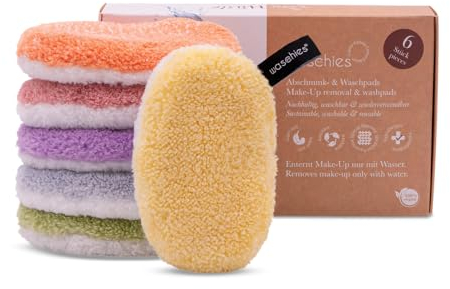 Waschies Reusable Makeup Remover & Face Cleansing Pads – Pack of 6 in Multicolour - Washable, Soft & Hypoallergenic, Gentle Cleansing For All Skin Types - Alternative to Cotton Pads & Wipes