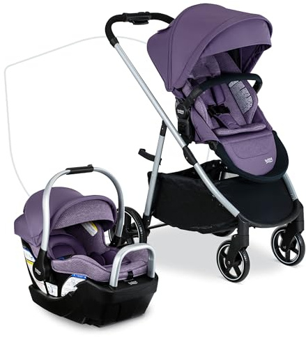 Britax Willow Grove SC Baby Travel System, Infant Car Seat and Stroller Combo with Alpine Base, ClickTight Technology, SafeWash, Pindot Iris