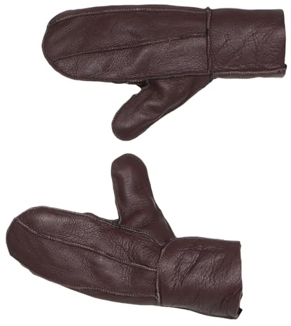 Harrys-Collection Damen Handschuhe Fäustlinge aus Lammfell Patchwork, Farben:braun, Handschuhgröße:S/M