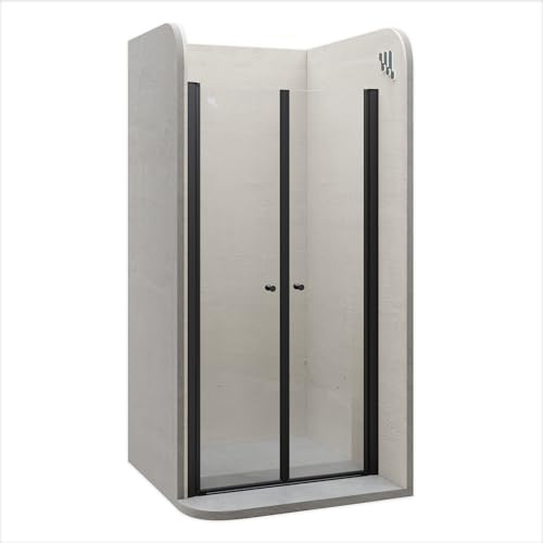 i-flair Duschtür Lima in Schwarz 120x195cm | Verstellbereich von 120-124 cm, Höhe:195 cm, Duschabtrennung aus 6 mm durchsichtigem Nano-ESG Sicherheitsglas, Durchsichtig