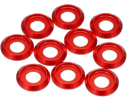 QUARKZMAN Paquet de 10 Rondelles Fraisées à Coupelle Conique M8 Rouge | Diamètre Du Trou 8mm / 0,31 Joints en Aluminium Joint de Rondelle de Tête de Coupelle pour Vis Rc/Fpv/Pc/Drone