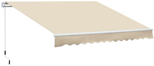 Outsunny Store Banne Manuel Rétractable Angle Réglable 3,5L x 2,5l m Beige