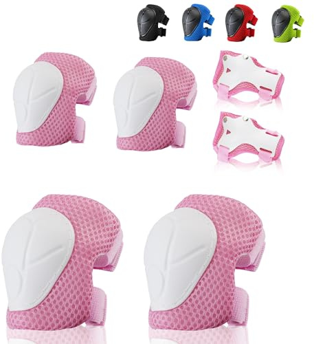 BURSUN Knieschoner Kinder, Verstellbar Schoner Inliner Kinder Knieschützer Protektoren Set knie und Ellenbogenschützer Handgelenkschoner Kinder Schützer für Inliner Fahren Skateboard