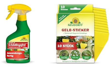 Neudorff Spruzit AF Schädlingsfrei & Gelbsticker gegen kleine fliegende Schädlinge wie Trauermücken, insektizid frei, geruchlos, 10 Stück (1er Pack)