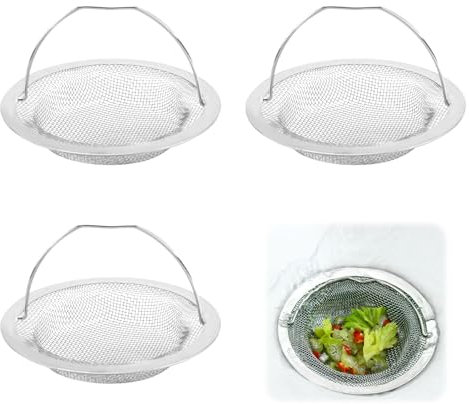 3pcs Abflusssieb Küchenspüle 11*7 cm, Abflusssieb - Sieb für Spülbecken mit Griff, Rostfreies Und Korrosionsbeständiges Küchensieb Verstopfungsschutz Für Küche Und Bad Leicht Zu Reinigen Und Langlebig