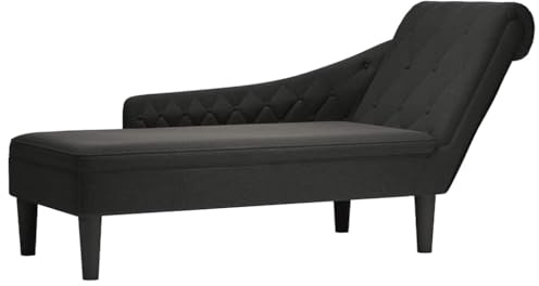 vidaXL Chaiselongue mit Kissen und Rechter Armlehne Schwarz Stoff