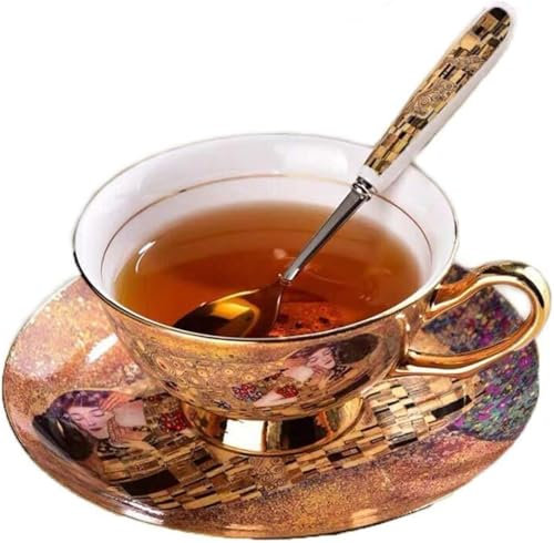 Tazas de café expreso con platillos, taza de té de porcelana fina vintage, juego de tazas de café europeas, 1 juego de taza y platillo de pintura antigua, taza de café de cerámica de porcelana de hues