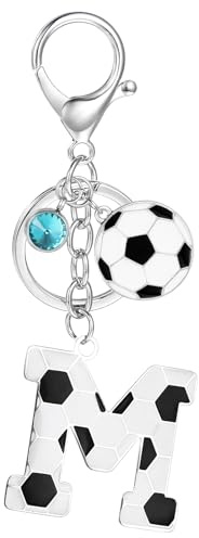 MWOOT porte Clé Football Lettre Initiale, Porte-Clef Alphabet Amoureux du Football, Cadeau de Charme Sac à Dos
