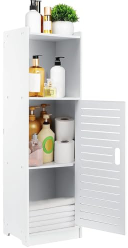 Youyijia Wasserdichter Badezimmerschrank Badezimmermöbel Kommt mit offenen Ablagefächern Badschrank Freistehende Geeignet für Wohnzimmer, Küche und Bad Dreischichtige Weiß 80x20x24CM
