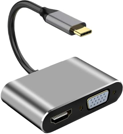 4K HD VGA Charging Port USB3.0- USB C to DVI VGA Adapter, Male Multi-Building Video Converter Monitors Connector |Portable 4 In 1 Multiport HDTV Port Hub For Home Theaters