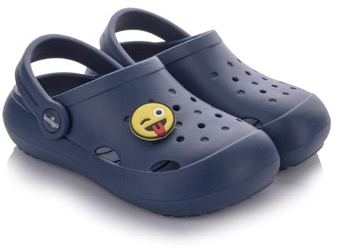 LEMIGO Leichte Kinder Clogs Eva mit Pin Jungen und Mädchen Gartenschuhe Badelatschen Hausschuhe G. 23-36 EU, 880 Lemigoose (Marineblau, 27/28)