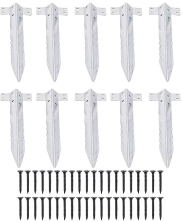 Oreilet Lot de 10 Piquets Traverses, Supports Traverses Chemin Fer, Piquets Fixation en Métal Robustes, Réparation pour Poteaux Clôture, Ancrages, de Sol pour Jardinières