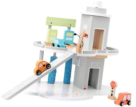 EHJRE Juego de Estacionamiento en Garaje, Juego de Estacionamiento de Coches sobre Rieles para Niños, Regalo Navideño