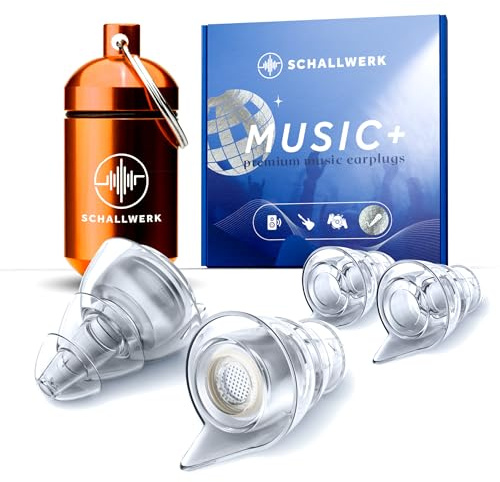 SCHALLWERK ® Music+ | Bouchons d'oreilles discrets – Amortissent le bruit et préservent la qualité du son – Bouchons d'oreilles transparents
