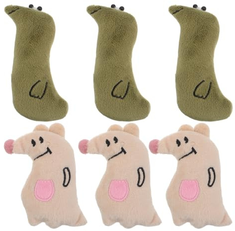 LOORGVEL Giocattoli Interattivi da Masticare per Gatti e Cuccioli, Set 6 Pezzi Cuscini Morbidi in Peluche All’erba Gatta per Igiene Orale e Gioco da Interno