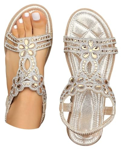 Glittersandaler damer platt strass, sandaletter silver damer festliga strandsandaler gummiband Slingback trekkingsandaler halkfria sommarskor bekväma strandskor sportiga semestersandaler