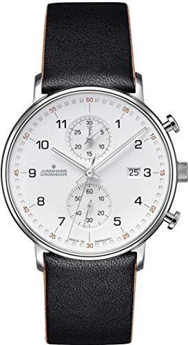 JUNGHANS Herrenuhr Chronoscope Form C 41/4771.00 | Chronograph mit schwarzem Lederband