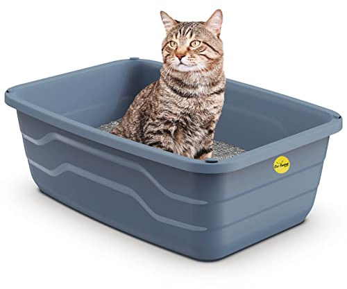 CAT CENTRE Extra Deep Large Cat Litter Tray Grey Box Pan Jumbo Toilet Loo Kitten High Sides