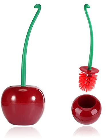 Weskjer spazzolone WC a Forma di Ciliegia, Set di spazzole e Supporto per lavabo Scopino a Forma di Ciliegia, Strumento di Pulizia Toliet per Doccia, Angoli, Cucina