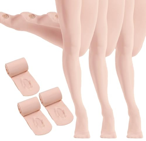 HETH Ballet Tights for Girls - Ultra Soft Dance Tights Convertible Pink Tight (Toddler/Kids,Small,3pcs)