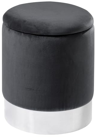 Home4You Sitzhocker Polsterhocker Fußhocker | Samt | Grau | Mit Stauraum | Ø 31 cm x H 39 cm